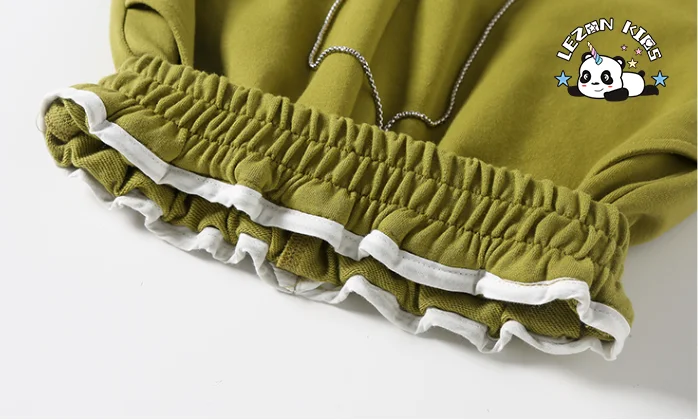 LEZONKIDS - Conjunto de roupas femininas personalizáveis com capuz e calças de jogging para crianças, conjunto de duas peças impressas para uso casual